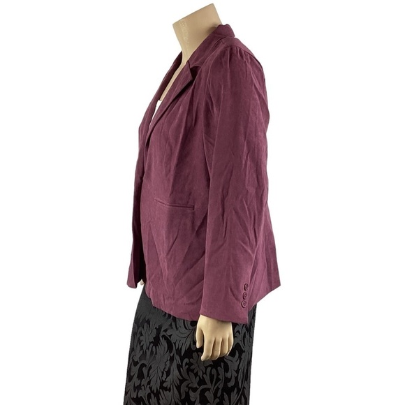 Denim & Co Blazer Size 1X Purple One Button - Picture 4 of 6